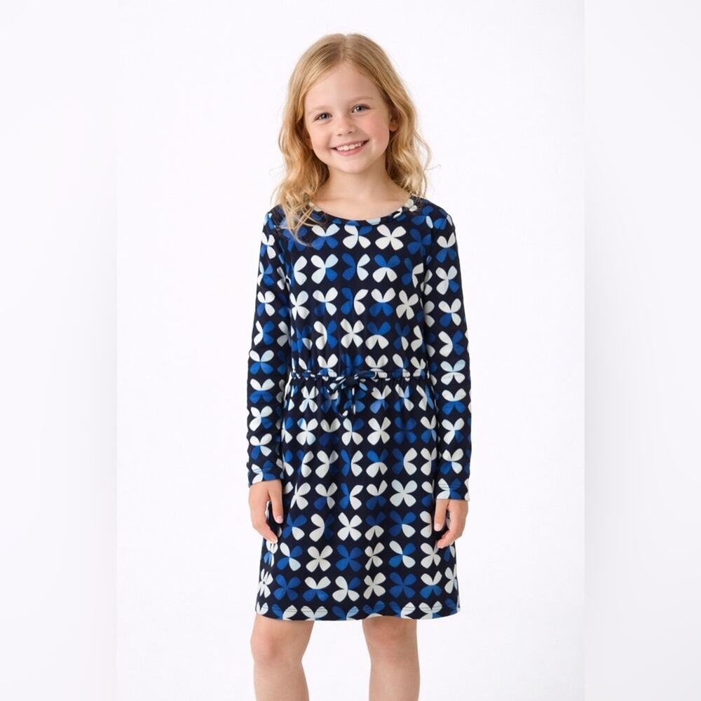 Hanna Andersson Girls Blue Floral Longsleeve Dress - Size 10